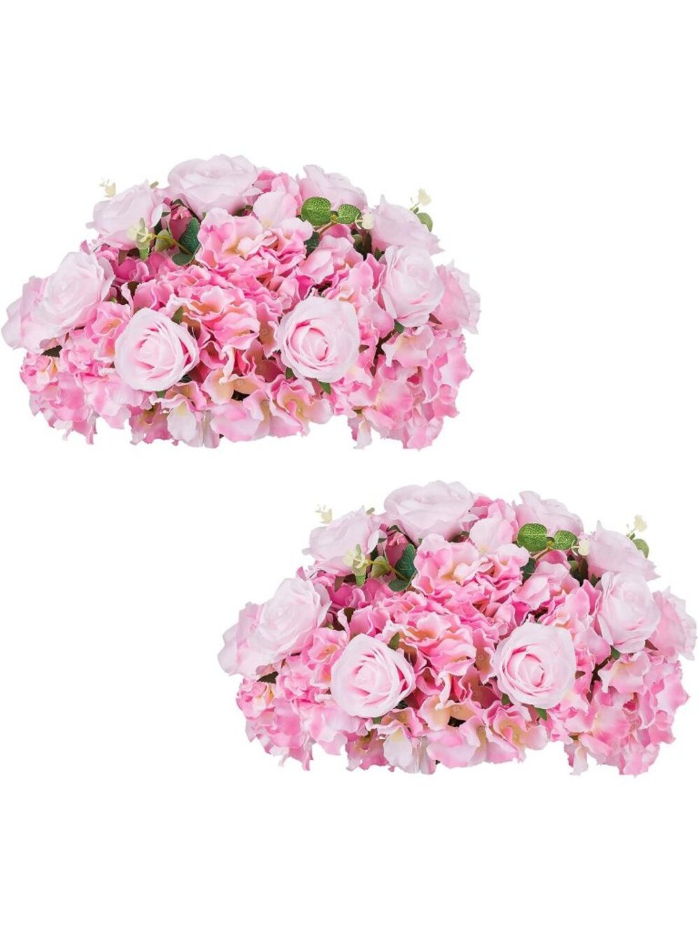 Elegant Pink Rose Flower Balls - 2 Pcs 15.7” Faux Floral Centerpieces for